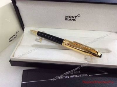 Replica MontBlanc Meisterstuck Ballpoint Pen Black Resin Gold Clip